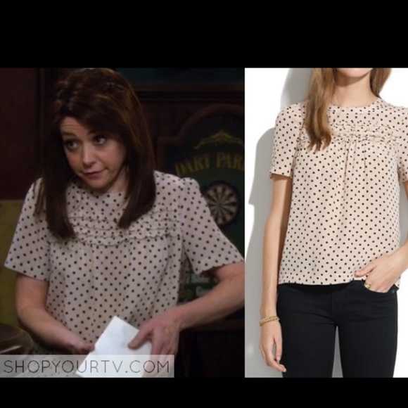 ***SOLD*** Madewell Silk Ruffle Polka Dot Blouse - Picture 2 of 3